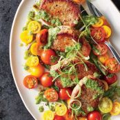 Pork Medallions with Scallions & Magic Green Sauce